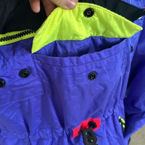 Mountain Goat Colorblock 80s 90s Y2K Ski Snow Jacket 1/4 Zip Neon Retro Pullover - Picture 5 of 9